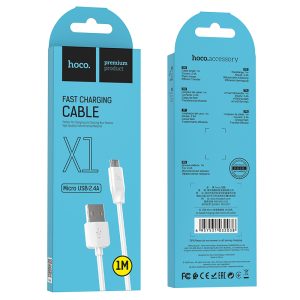 Cable Micro USB Hoco X1 1M Carga Rápida USB-A a Micro USB – Cable de Datos y Carga Compatible Android